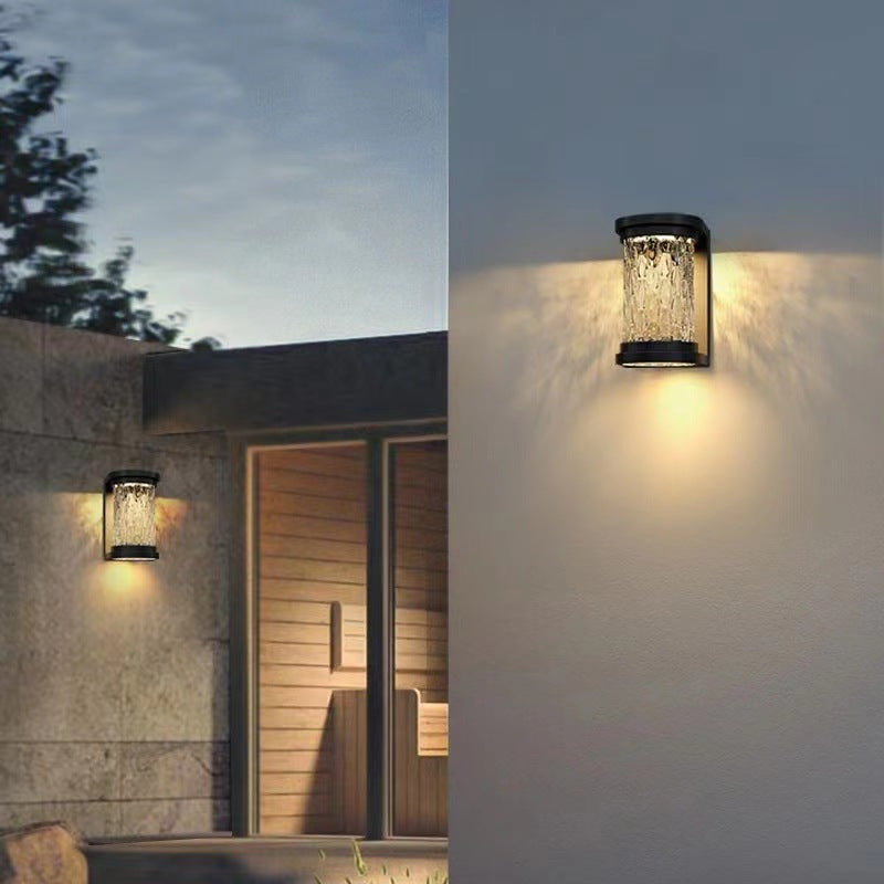 Modern Luxury Waterproof Cylinder Stainless Steel Crystal LED Wall Sconce Lamp For Outdoor Patio | Kalsten