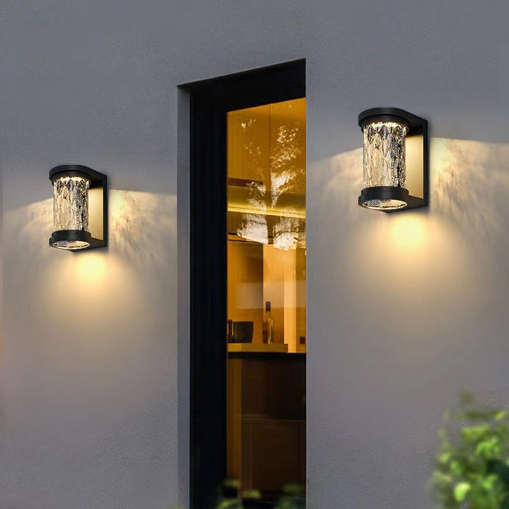 Modern Luxury Waterproof Cylinder Stainless Steel Crystal LED Wall Sconce Lamp For Outdoor Patio | Kalsten