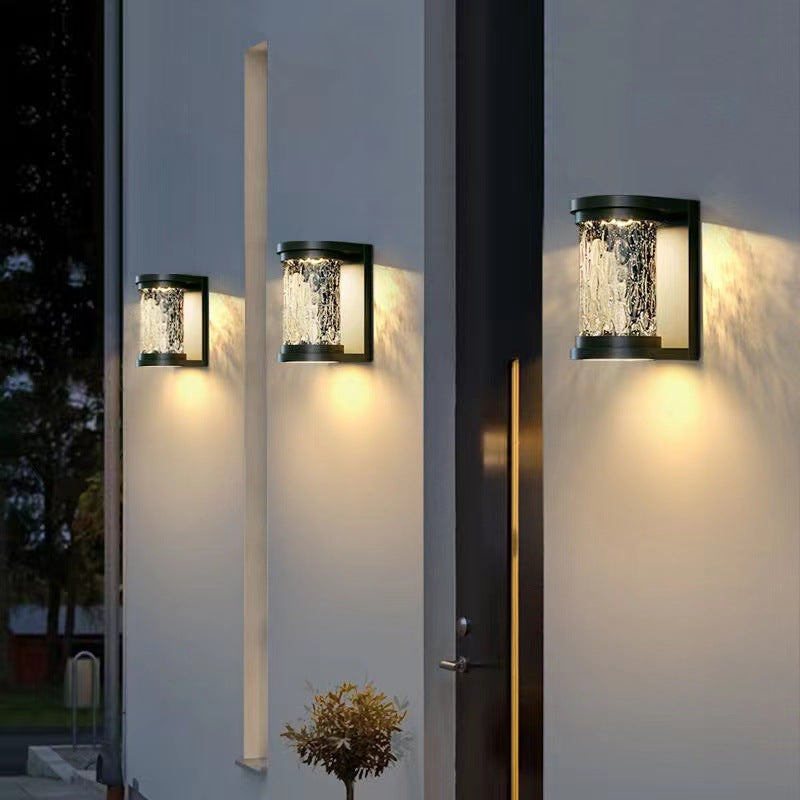 Modern Luxury Waterproof Cylinder Stainless Steel Crystal LED Wall Sconce Lamp For Outdoor Patio | Kalsten