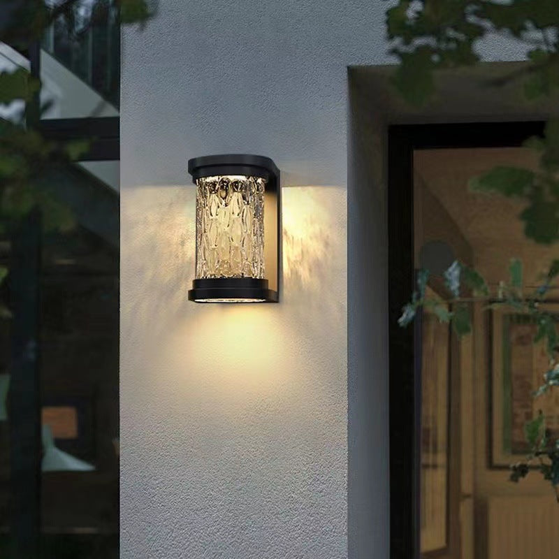 Modern Luxury Waterproof Cylinder Stainless Steel Crystal LED Wall Sconce Lamp For Outdoor Patio | Kalsten