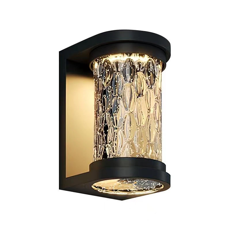 Modern Luxury Waterproof Cylinder Stainless Steel Crystal LED Wall Sconce Lamp For Outdoor Patio | Kalsten