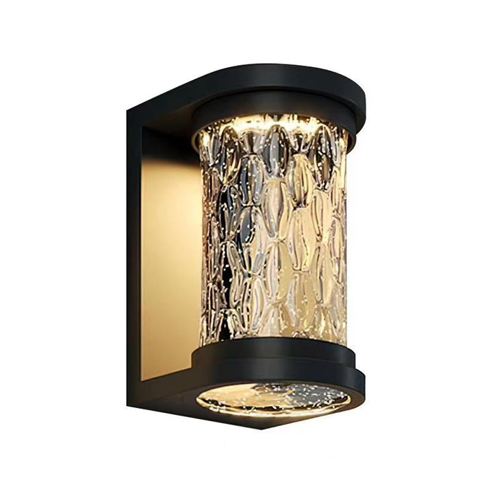 Modern Luxury Waterproof Cylinder Stainless Steel Crystal LED Wall Sconce Lamp For Outdoor Patio | Kalsten