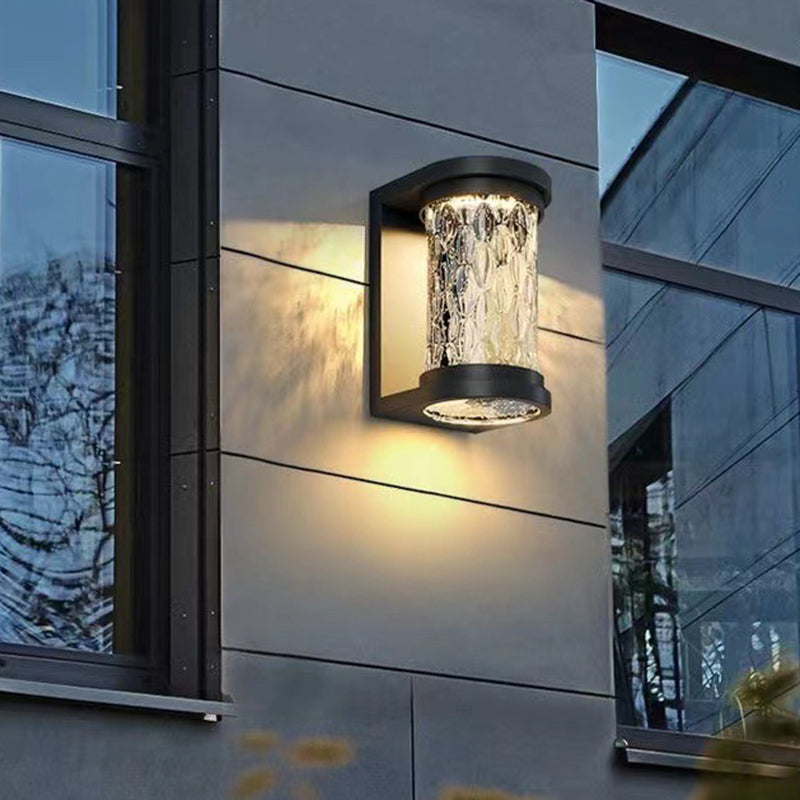 Modern Luxury Waterproof Cylinder Stainless Steel Crystal LED Wall Sconce Lamp For Outdoor Patio | Kalsten