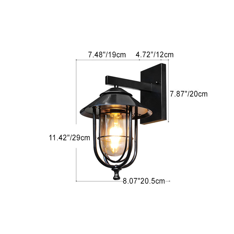 Traditional Vintage Birdcage Iron Glass 1-Light Wall Sconce Lamp For Outdoor Patio | Kalsten