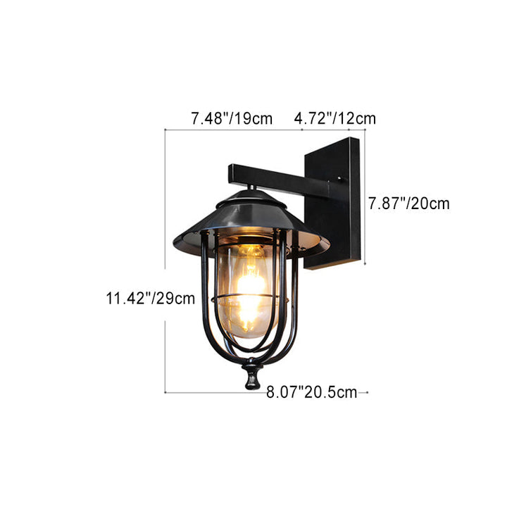 Traditional Vintage Birdcage Iron Glass 1-Light Wall Sconce Lamp For Outdoor Patio | Kalsten