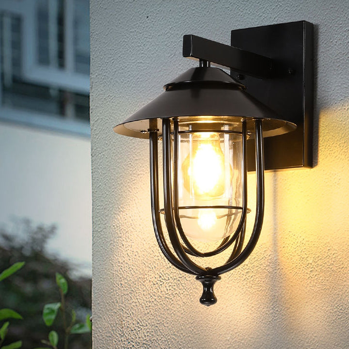 Traditional Vintage Birdcage Iron Glass 1-Light Wall Sconce Lamp For Outdoor Patio | Kalsten
