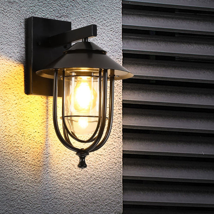 Traditional Vintage Birdcage Iron Glass 1-Light Wall Sconce Lamp For Outdoor Patio | Kalsten