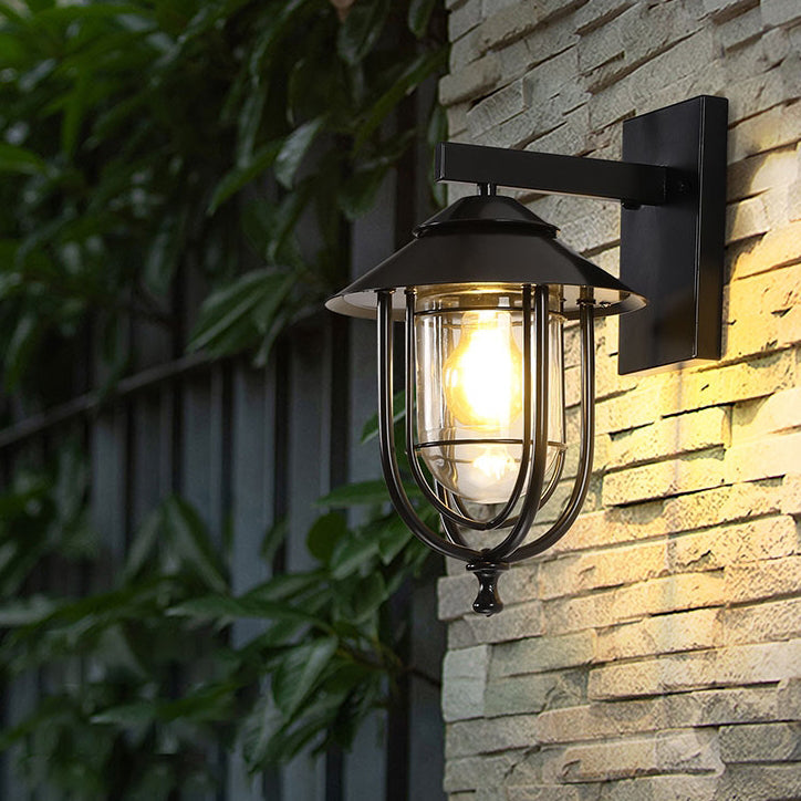 Traditional Vintage Birdcage Iron Glass 1-Light Wall Sconce Lamp For Outdoor Patio | Kalsten