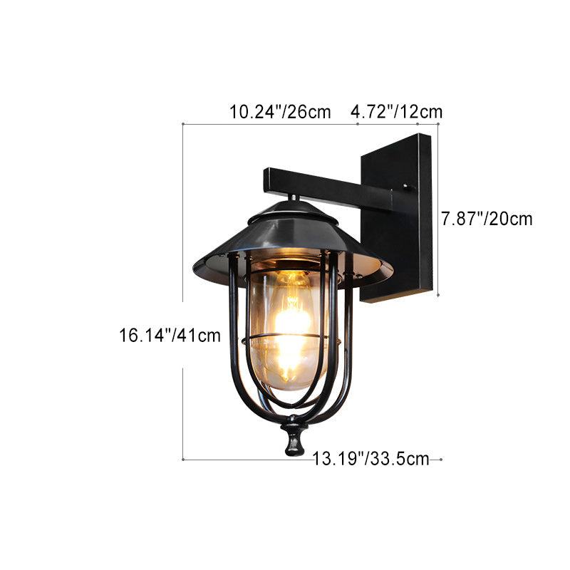 Traditional Vintage Birdcage Iron Glass 1-Light Wall Sconce Lamp For Outdoor Patio | Kalsten