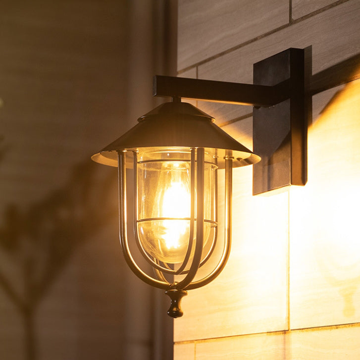 Traditional Vintage Birdcage Iron Glass 1-Light Wall Sconce Lamp For Outdoor Patio | Kalsten