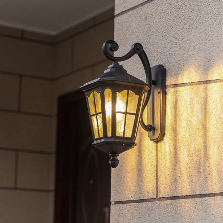 Traditional European Lantern Waterproof Aluminum Glass 1-Light Wall Sconce Lamp For Outdoor Patio | Kalsten