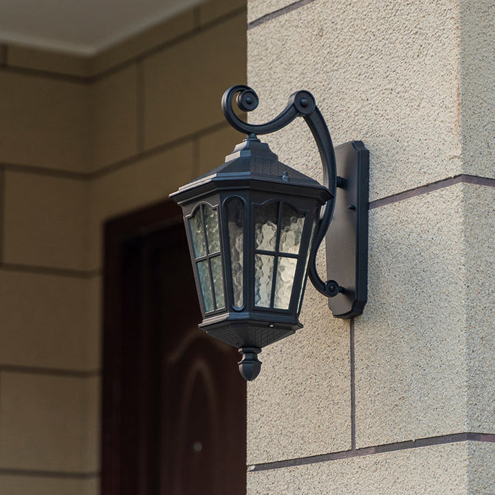 Traditional European Lantern Waterproof Aluminum Glass 1-Light Wall Sconce Lamp For Outdoor Patio | Kalsten