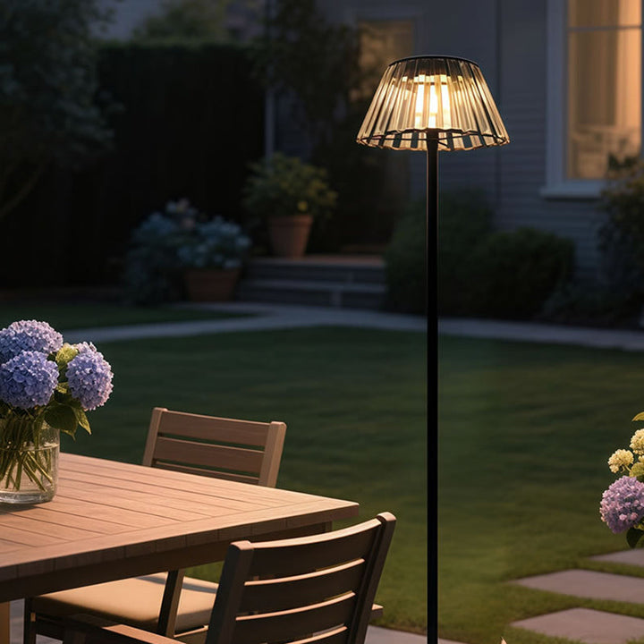 Contemporary Industrial Waterproof Solar USB Iron Glass Outdoor LED Standing Floor Lamp For Garden | Kalsten