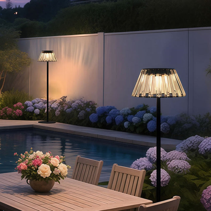 Contemporary Industrial Waterproof Solar USB Iron Glass Outdoor LED Standing Floor Lamp For Garden | Kalsten