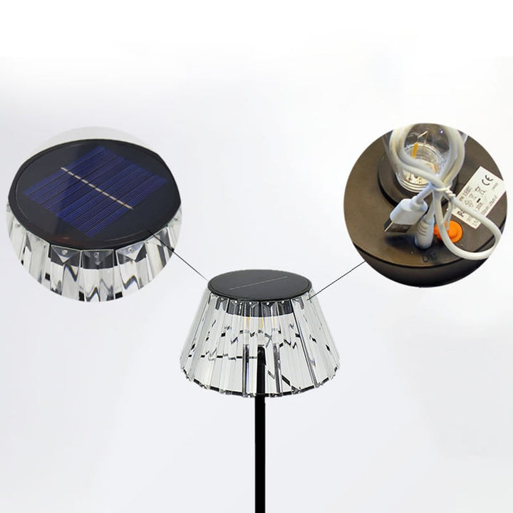 Contemporary Industrial Waterproof Solar USB Iron Glass Outdoor LED Standing Floor Lamp For Garden | Kalsten