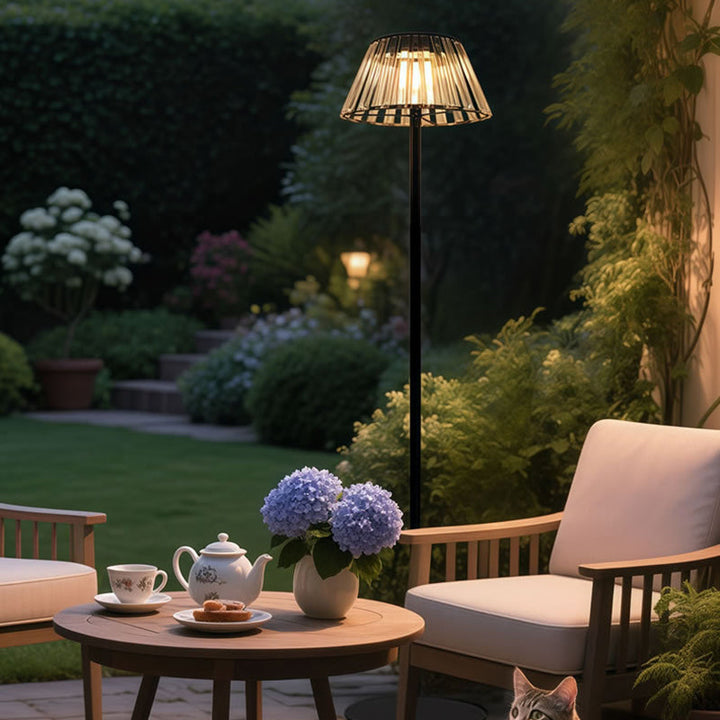 Contemporary Industrial Waterproof Solar USB Iron Glass Outdoor LED Standing Floor Lamp For Garden | Kalsten