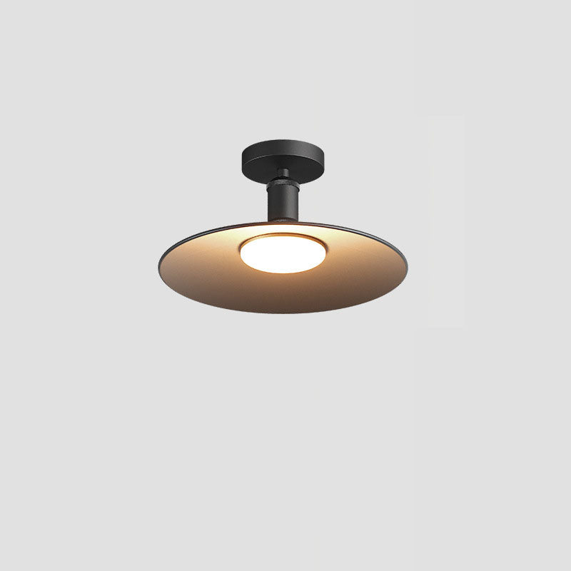 Contemporary Industrial Waterproof Aluminum Round 1-Light Semi-Flush Mount Ceiling Light For Outdoor Patio | Kalsten