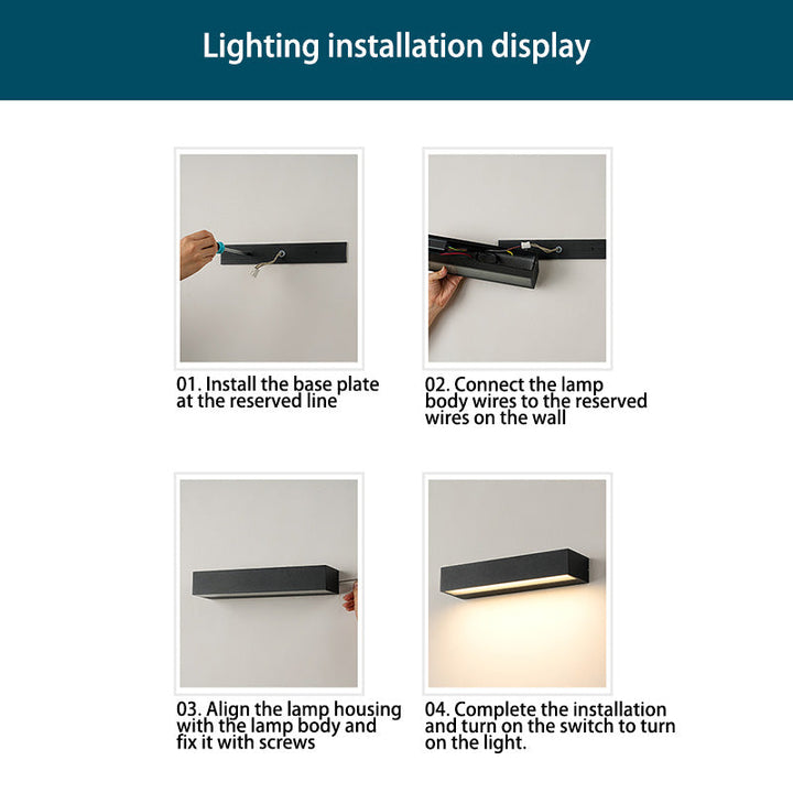 Modern Minimalist Rectangular Bar Waterproof Aluminum LED Wall Sconce Lamp For Garden | Kalsten