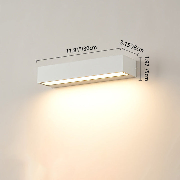 Modern Minimalist Rectangular Bar Waterproof Aluminum LED Wall Sconce Lamp For Garden | Kalsten
