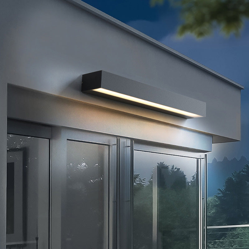 Modern Minimalist Rectangular Bar Waterproof Aluminum LED Wall Sconce Lamp For Garden | Kalsten
