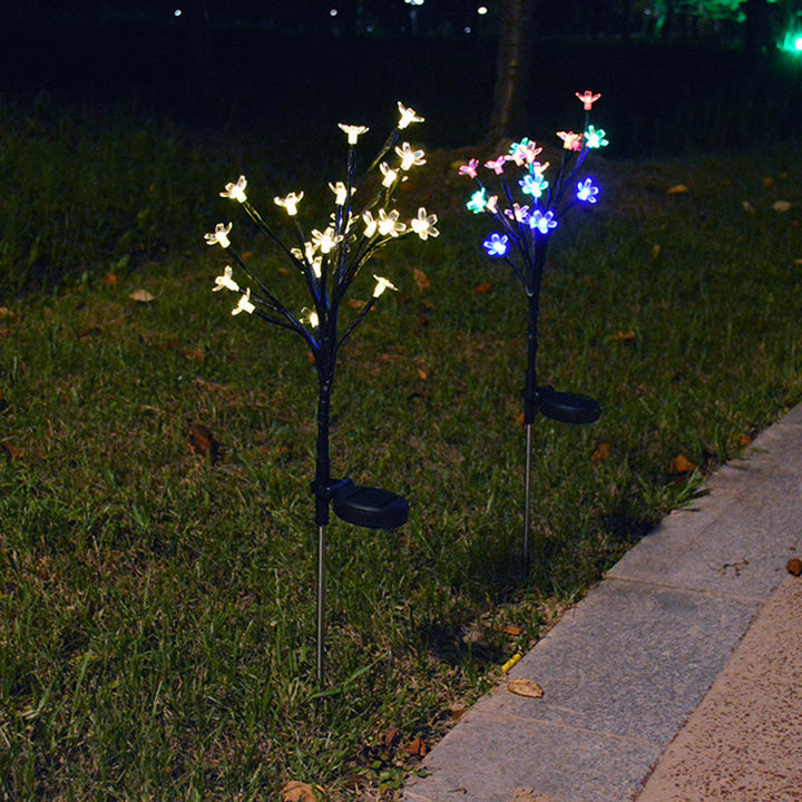 Modern Art Deco Cherry Blossom Lotus Plastic LED Outdoor Ground Plug Light For Garden | Kalsten