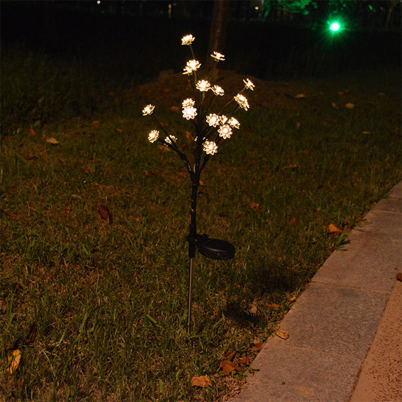 Modern Art Deco Cherry Blossom Lotus Plastic LED Outdoor Ground Plug Light For Garden | Kalsten