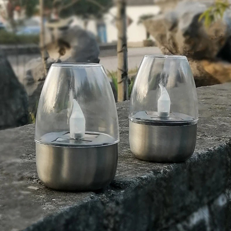 Modern Minimalist Candle Round PC Stainless Steel LED Outdoor Light For Garden | Kalsten