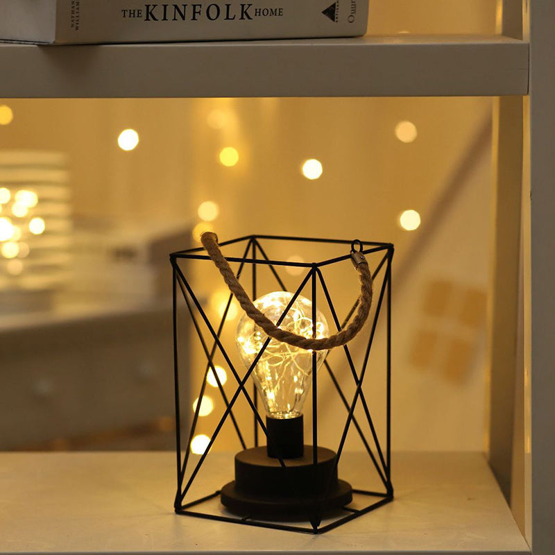 Modern Minimalist Vertical Striped Square Round Iron LED Table Lamp For Living Room | Kalsten