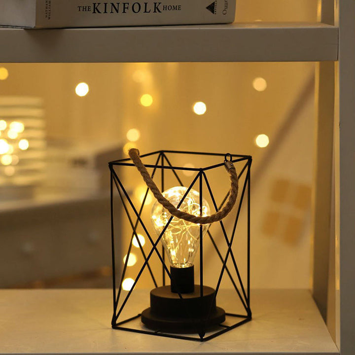 Modern Minimalist Vertical Striped Square Round Iron LED Table Lamp For Living Room | Kalsten