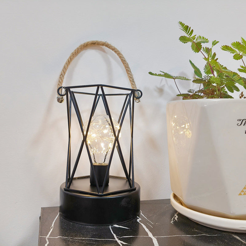 Modern Minimalist Vertical Striped Square Round Iron LED Table Lamp For Living Room | Kalsten