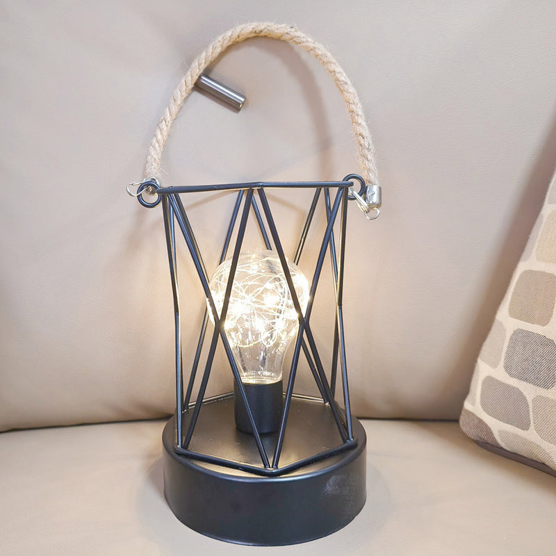 Modern Minimalist Vertical Striped Square Round Iron LED Table Lamp For Living Room | Kalsten
