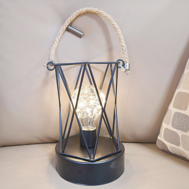 Modern Minimalist Vertical Striped Square Round Iron LED Table Lamp For Living Room | Kalsten