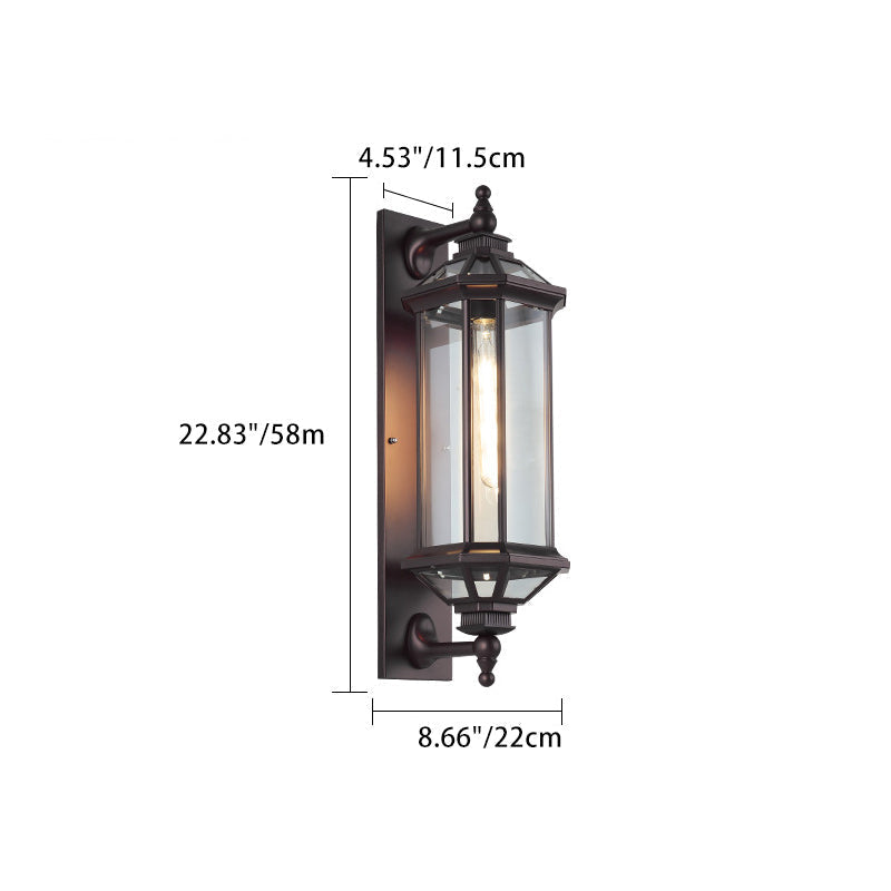 Traditional Vintage Octagonal Square Waterproof Glass Aluminum 1-Light Wall Sconce Lamp For Outdoor Patio | Kalsten