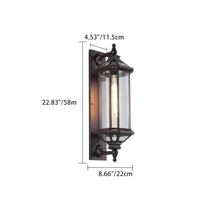 Traditional Vintage Octagonal Square Waterproof Glass Aluminum 1-Light Wall Sconce Lamp For Outdoor Patio | Kalsten