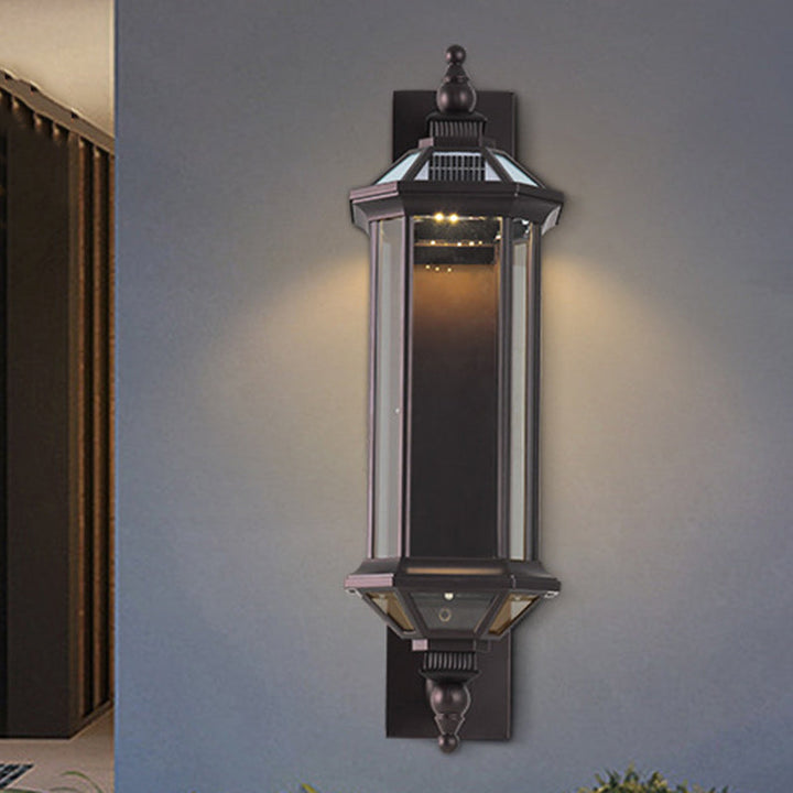 Traditional Vintage Octagonal Square Waterproof Glass Aluminum 1-Light Wall Sconce Lamp For Outdoor Patio | Kalsten