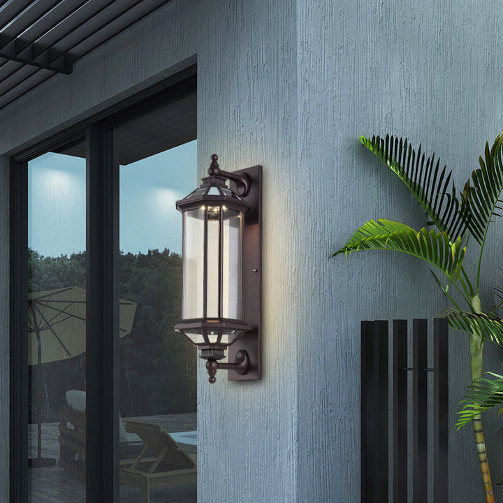 Traditional Vintage Octagonal Square Waterproof Glass Aluminum 1-Light Wall Sconce Lamp For Outdoor Patio | Kalsten