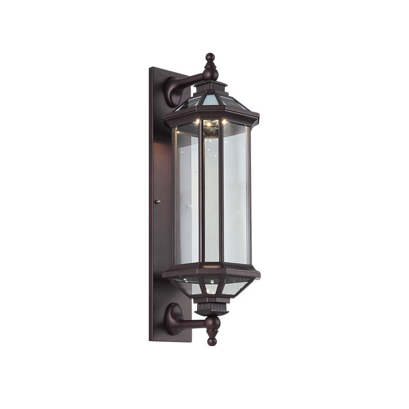 Traditional Vintage Octagonal Square Waterproof Glass Aluminum 1-Light Wall Sconce Lamp For Outdoor Patio | Kalsten