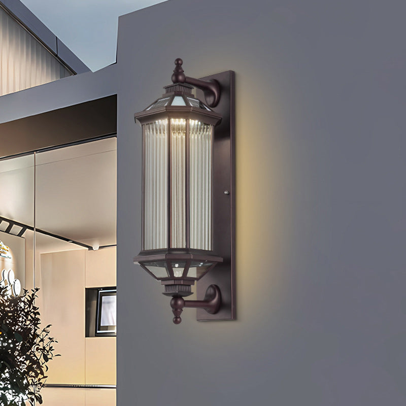 Traditional Vintage Octagonal Square Waterproof Glass Aluminum 1-Light Wall Sconce Lamp For Outdoor Patio | Kalsten
