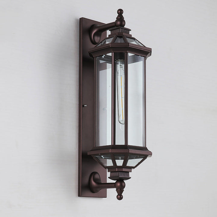 Traditional Vintage Octagonal Square Waterproof Glass Aluminum 1-Light Wall Sconce Lamp For Outdoor Patio | Kalsten