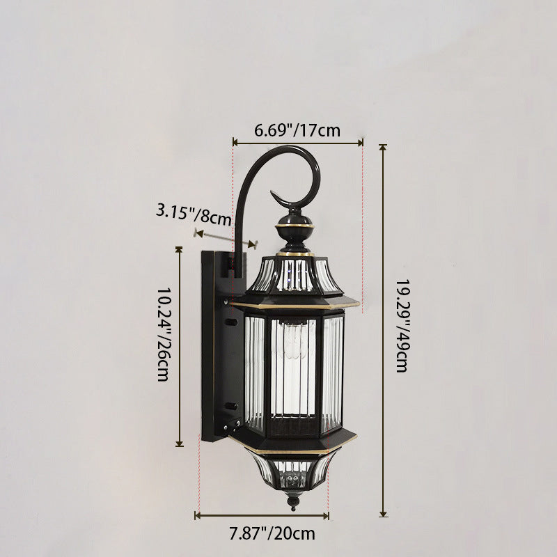 Traditional Vintage Round Cylinder Glass Copper 1-Light Wall Sconce Lamp For Garden | Kalsten