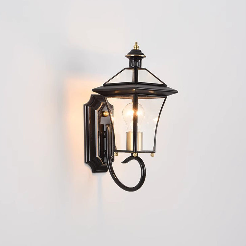 Contemporary Nordic Room Square Glass Copper 1-Light Wall Sconce Lamp For Outdoor Patio | Kalsten