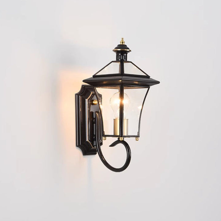 Contemporary Nordic Room Square Glass Copper 1-Light Wall Sconce Lamp For Outdoor Patio | Kalsten
