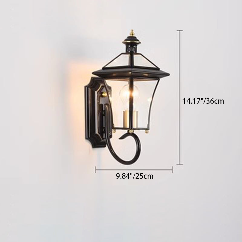 Contemporary Nordic Room Square Glass Copper 1-Light Wall Sconce Lamp For Outdoor Patio | Kalsten