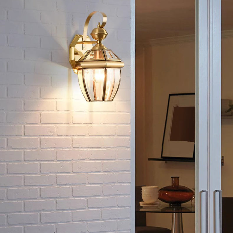 Contemporary Nordic Room Square Glass Copper 1-Light Wall Sconce Lamp For Outdoor Patio | Kalsten