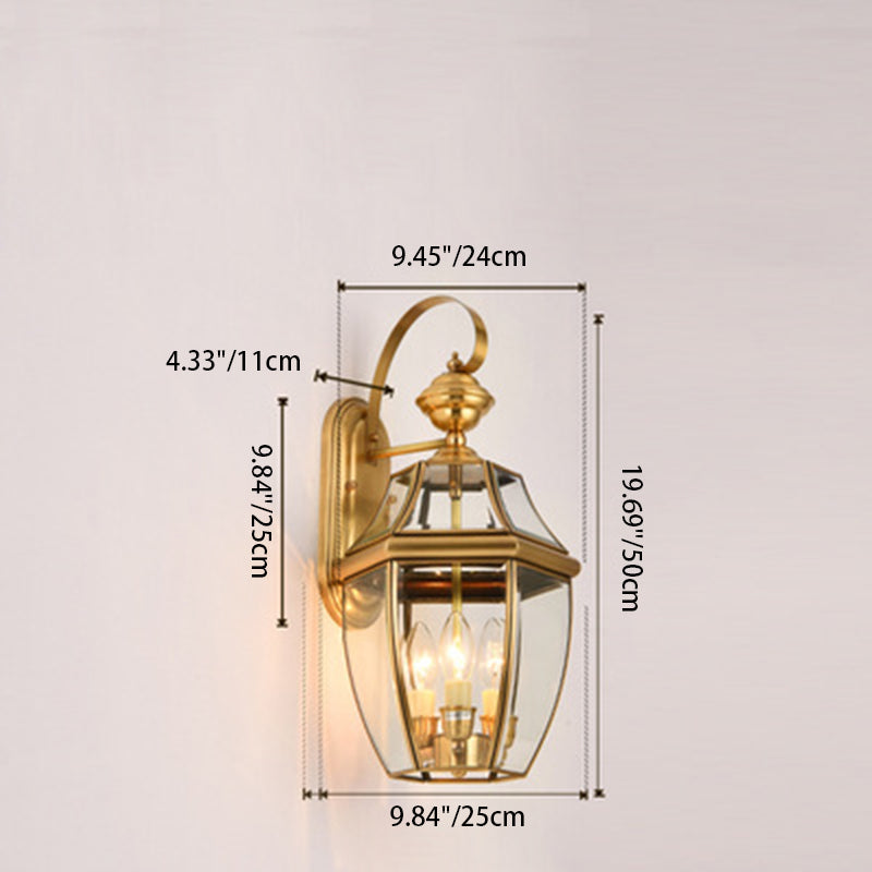 Contemporary Scandinavian Hexagonal Round Square Glass Brass 1/3 Light Wall Sconce Lamp For Garden | Kalsten