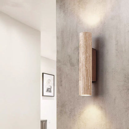 BowLift | Nordivea Travertine Wall Light | Scandinavian Design | 2-Light | Wood & Travertine