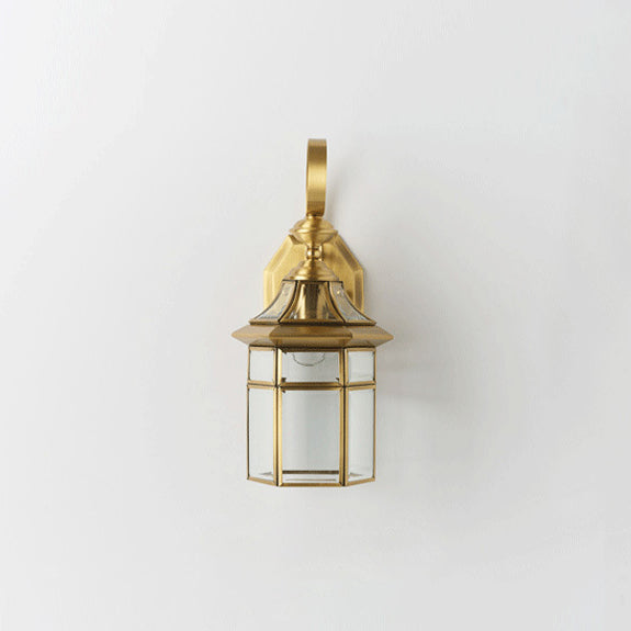 Contemporary Nordic Hexagonal Bell Waterproof Glass Brass 1-Light Wall Sconce Lamp For Outdoor Patio | Kalsten