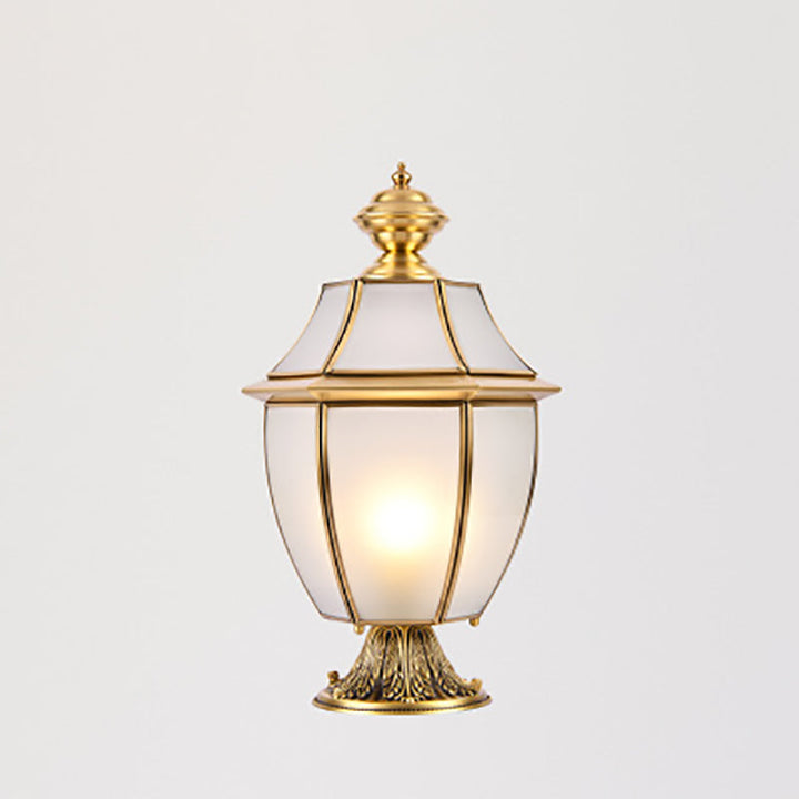 Contemporary Scandinavian Hexagonal Bell Glass Brass 1-Light Outdoor Light For Outdoor Patio | Kalsten