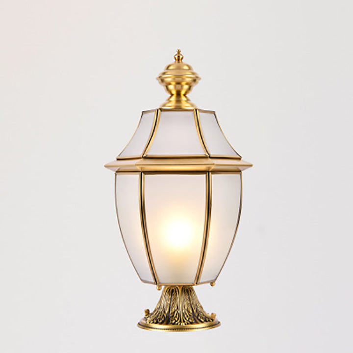 Contemporary Scandinavian Hexagonal Bell Glass Brass 1-Light Outdoor Light For Outdoor Patio | Kalsten