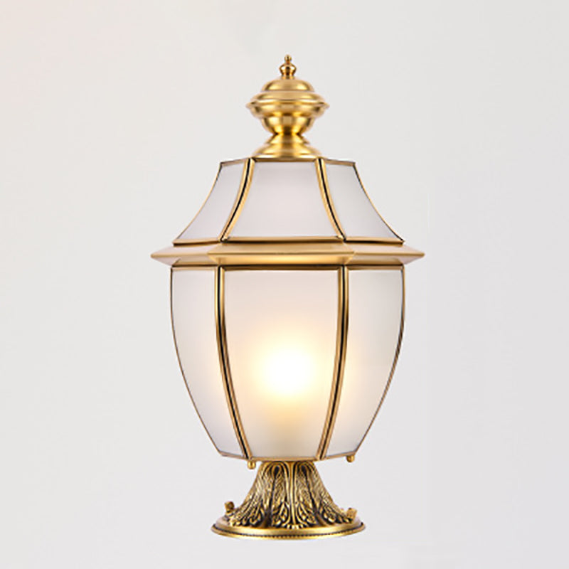 Contemporary Scandinavian Hexagonal Bell Glass Brass 1-Light Outdoor Light For Outdoor Patio | Kalsten